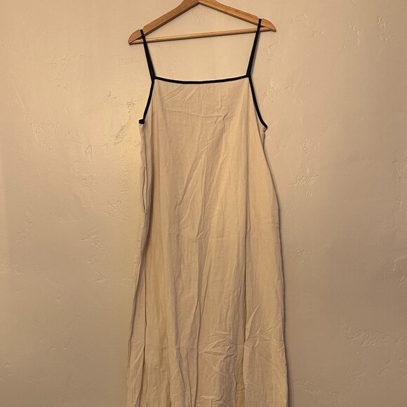NWOT Tan/Black Linen Maxi Dress One Size - Picture 3 of 5